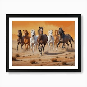 Horses In The Desert Art Print