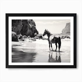 A Horse Oil Painting In Pfeiffer Beach California, Usa, Landscape 1 Art Print