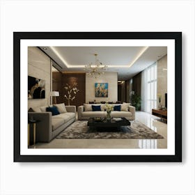 Modern Living Room AI interior design 6 Art Print