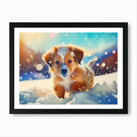 Puppy In The Snow Art Print