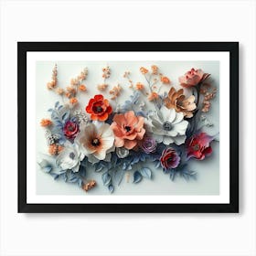 A Captivating 3d Artwork Featuring A Lush Array Of Flowers 1 Poster