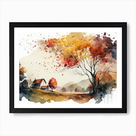 Autumn Landscape With Falling Le Art Print