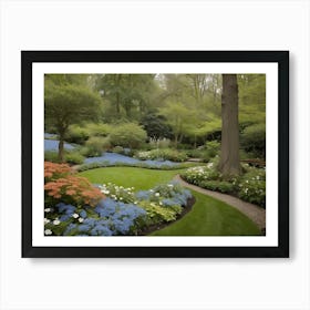 Garden With Blue Flowers Art Print