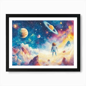 Astronaut In Space Art Print