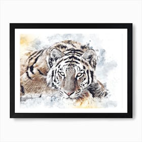 Tiger Art Illustration In A Photomontage Style 11 Art Print