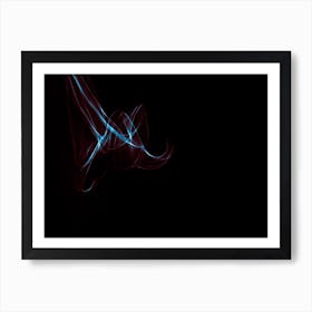 Glowing Abstract Curved Blue And Red Lines 13 Art Print