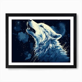 Ethereal Howling Wolf Art Print