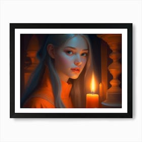 Girl Holding A Candle Art Print