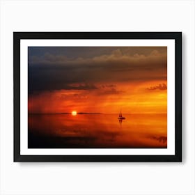 Sailboat At Sunset Poster