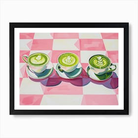 Matcha Latte Pink Checkerboard 3 Art Print