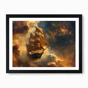 Herculeng A Majestic Sailing Ship With Billowing Flying Through 9f7a0293 42e9 4892 94be 28616af9d5d3 Upscayl 4x Realesrgan X4plus Anime Art Print