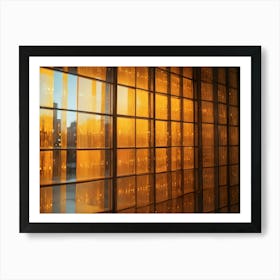 Abstract Image Of A Wall With A Grid Of Rectangular Glass Panels Art Print