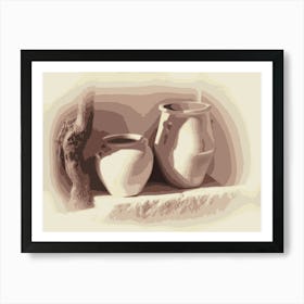 abstract Two Pots Art Print