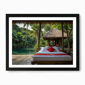 Bed On A Wooden Deck Art Print