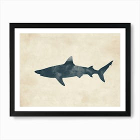 Mako Shark Grey Silhouette 2 Art Print