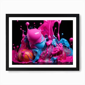 Pink Paint Splash Art Print