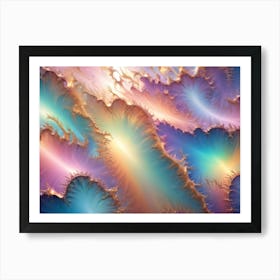 Abstract Image Of Swirling, Iridescent Colors In Shades Of Pink, Gold, And Turquoise Art Print