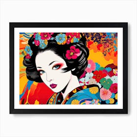 Geisha Face Pop Art 9 Art Print