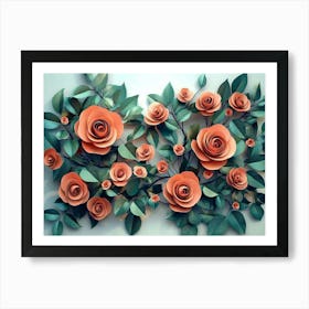 Roses Surrounded by Leaves and Flowers 1 Poster