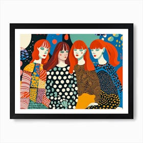 Three Women In Polka Dots 1 Art Print