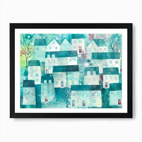 Green Town Houses Art Print