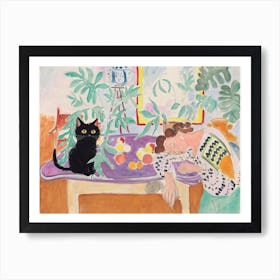 Still Life With Sleeping Woman And Black Cat By Henri Matisse  Inspired Poster Art Print