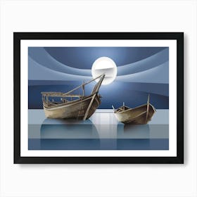fishing boats at night Art Print