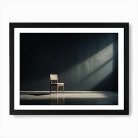 Minimalistic Scene Soft Light Caressing An Empty Chair In A Vast Space Depth Of Field Focusing Sha Art Print