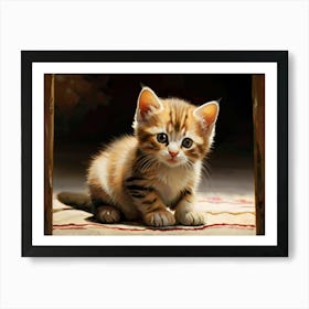 Kitten On A Rug Art Print