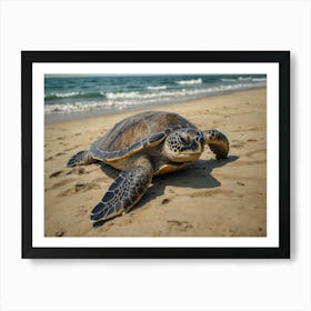 Turtle On The Beach 1 Art Print