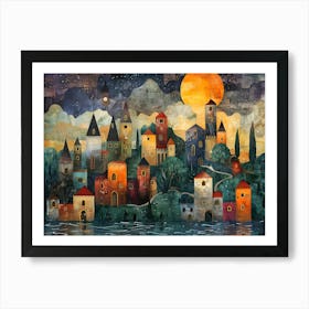 Night In The City, Cubism 1 Art Print