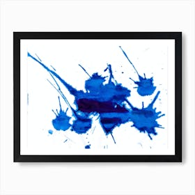 Blue Ink Splatters. Abstract blue painting. Art Print