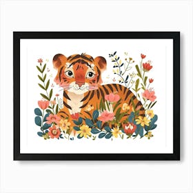 Little Floral Bengal Tiger 2 Art Print