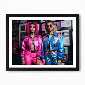 Two Women In 90s Fashion Art Print