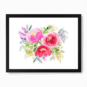 Bouquet Romantic 3 Roses Pink Art Print