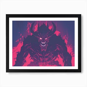 Devil | Neon Glitch Art Art Print