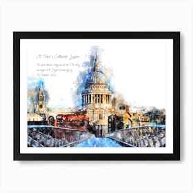 St. Pauls Cathedral, London, Watercolor Poster