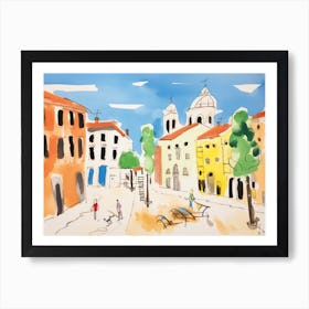 Ferrara Italy Cute Watercolour Illustration 1 Art Print