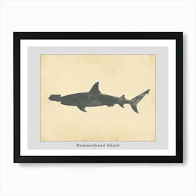 Hammerhead Shark Grey Silhouette 2 Poster Art Print