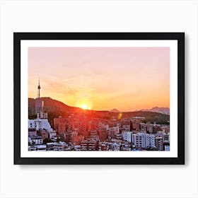 Sunset Over Seoul South Korea Art Print