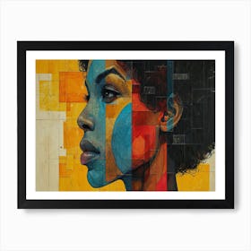 Colorful Chronicles: Abstract Narratives of History and Resilience. Portrait Of A Woman Art Print