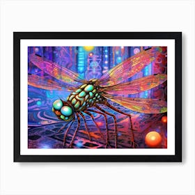 Dragonfly Blue Eyed Darner Bright Colours 3 Art Print