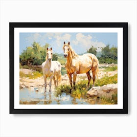 Horses Painting In Corsica, France, Landscape 4 Art Print