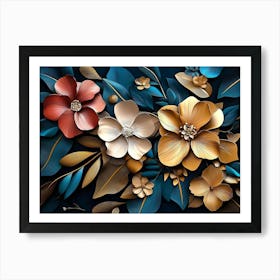 Colorful Flowers and Leaves 1 Art Print