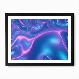 Abstract Image Of Swirling, Iridescent Liquid In Shades Of Blue And Pink, Resembling A Psychedelic Dreamscape Or Fluid Art Art Print