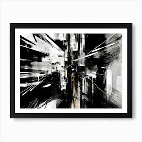 Distorted Reality Abstract Black And White 7 Art Print