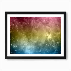 Blue, Yellow, Pink Galaxy Space Background Art Print