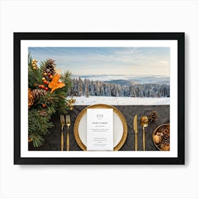 A Detailed Close Up Illustration Captures An Autumnal Table Setting Festive Dinner Arrangement Taki (6) Art Print