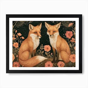 Floral Animal Illustration Fox 4 Art Print