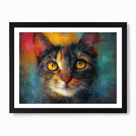 Whiskered Masterpieces: A Feline Tribute to Art History: Calico Cat Art Print